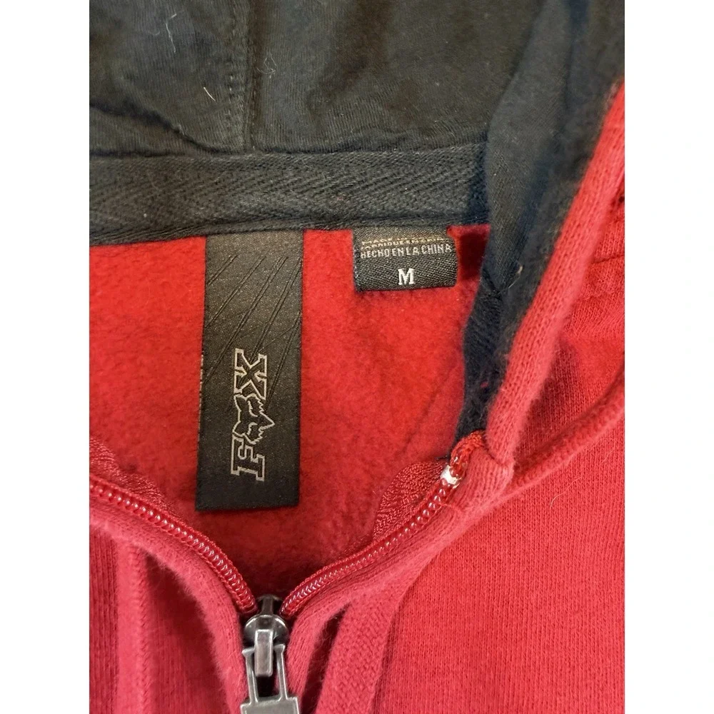 Vintage‎ Men's Fox Racing Race Team Zip Up Red Hoodie SZ Medium  Good Condition